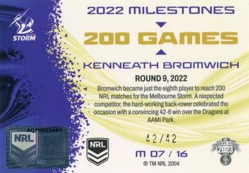 2023 NRL Traders Elite - 2022 Milestones #M07 Kenneath Bromwich Back